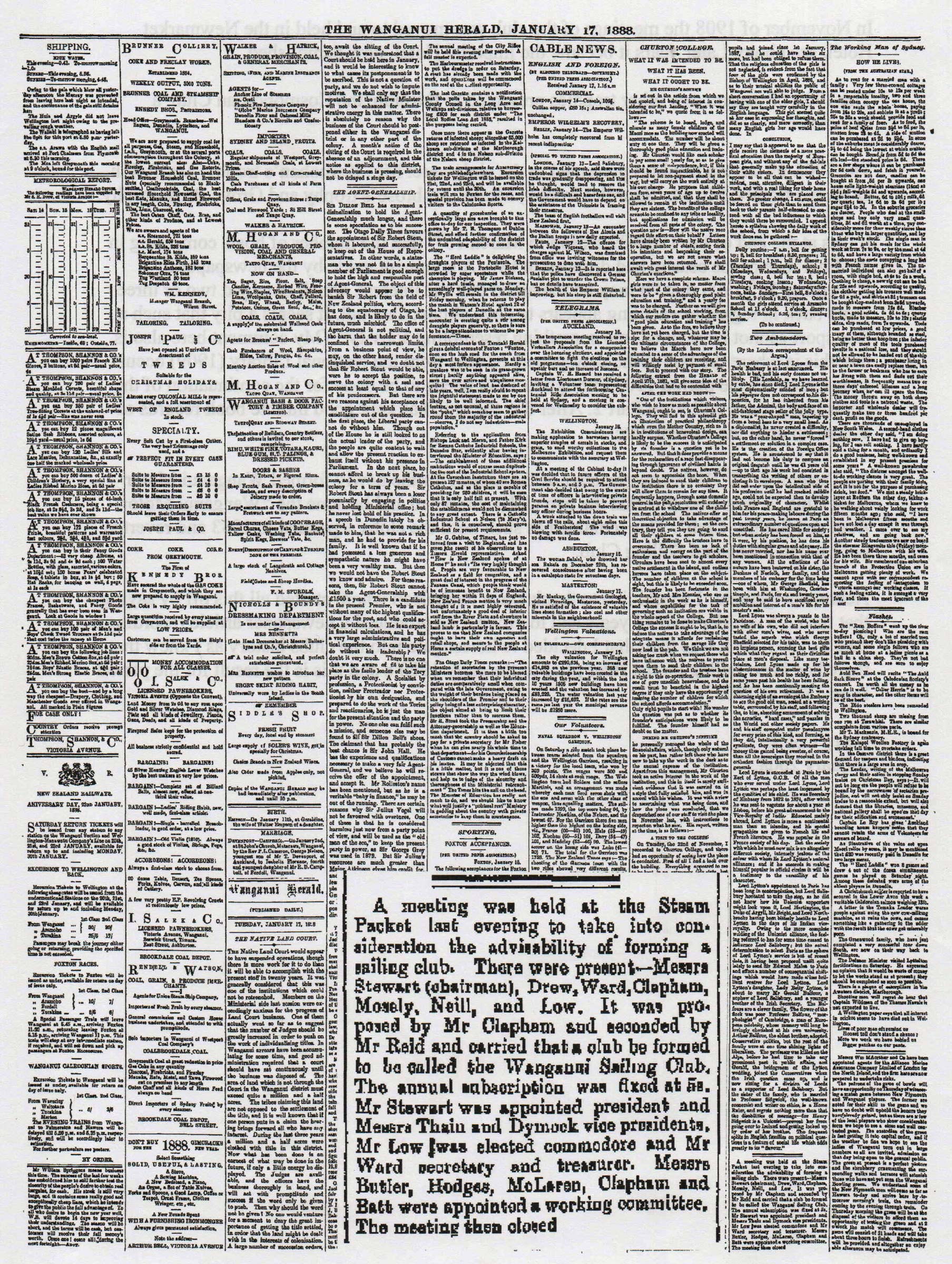 Report on the very first meeting, January 17, 1888 Image